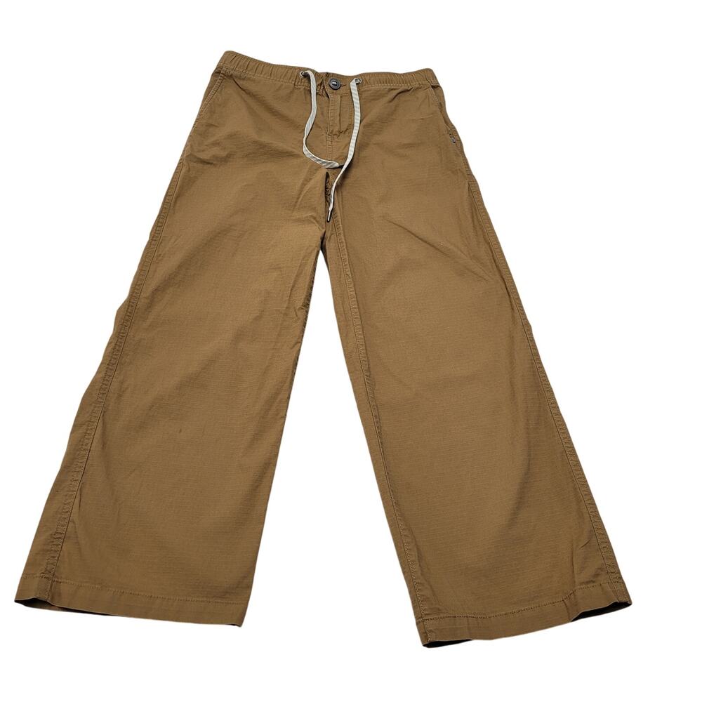 Vuori Ripstop wide leg crop pants tan gorpcore hiking utility small drawstring S